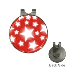 Snowflakes And Star Patterns Red Stars Hat Clips With Golf Markers by artworkshop