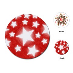 Snowflakes And Star Patterns Red Stars Playing Cards Single Design (round) by artworkshop