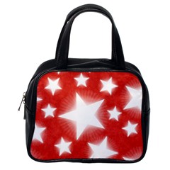 Snowflakes And Star Patterns Red Stars Classic Handbag (one Side) by artworkshop