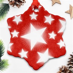 Snowflakes And Star Patterns Red Stars Snowflake Ornament (two Sides) by artworkshop