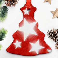 Snowflakes And Star Patterns Red Stars Christmas Tree Ornament (two Sides) by artworkshop