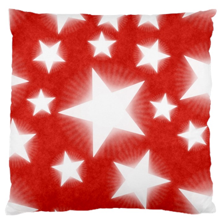 Snowflakes And Star Patterns Red Stars Large Cushion Case (Two Sides)