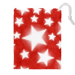 Snowflakes And Star Patterns Red Stars Drawstring Pouch (5xl) by artworkshop