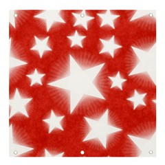 Snowflakes And Star Patterns Red Stars Banner And Sign 4  X 4  by artworkshop