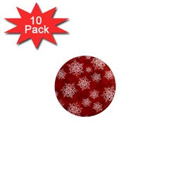 Snowflakes And Star Patternsred Snow 1  Mini Magnet (10 Pack)  by artworkshop