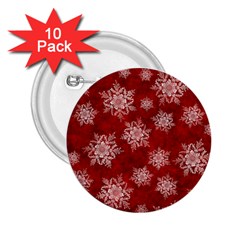 Snowflakes And Star Patternsred Snow 2 25  Buttons (10 Pack)  by artworkshop