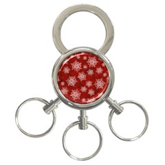 Snowflakes And Star Patternsred Snow 3-ring Key Chain by artworkshop