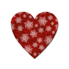 Snowflakes And Star Patternsred Snow Heart Magnet by artworkshop