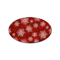 Snowflakes And Star Patternsred Snow Sticker Oval (100 Pack) by artworkshop