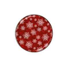 Snowflakes And Star Patternsred Snow Hat Clip Ball Marker by artworkshop