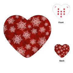 Snowflakes And Star Patternsred Snow Playing Cards Single Design (heart) by artworkshop