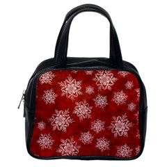 Snowflakes And Star Patternsred Snow Classic Handbag (one Side) by artworkshop