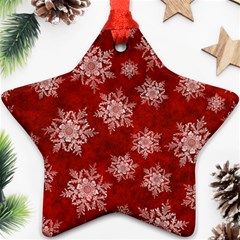 Snowflakes And Star Patternsred Snow Ornament (star) by artworkshop