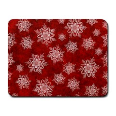 Snowflakes And Star Patternsred Snow Small Mousepad by artworkshop