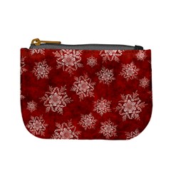 Snowflakes And Star Patternsred Snow Mini Coin Purse by artworkshop