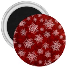 Snowflakes And Star Patternsred Snow 3  Magnets by artworkshop