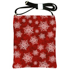 Snowflakes And Star Patternsred Snow Shoulder Sling Bag by artworkshop