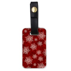 Snowflakes And Star Patternsred Snow Luggage Tag (one Side) by artworkshop