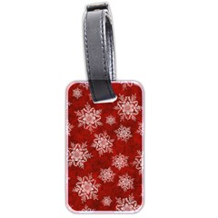 Snowflakes And Star Patternsred Snow Luggage Tag (two Sides) by artworkshop