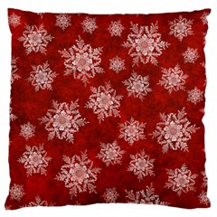 Snowflakes And Star Patternsred Snow Large Cushion Case (two Sides) by artworkshop