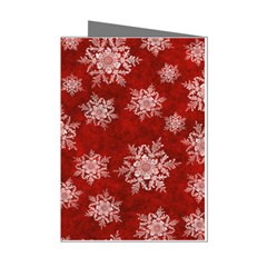 Snowflakes And Star Patternsred Snow Mini Greeting Cards (pkg Of 8) by artworkshop