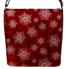 Snowflakes And Star Patternsred Snow Flap Closure Messenger Bag (s) by artworkshop