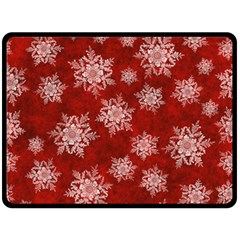 Snowflakes And Star Patternsred Snow Double Sided Fleece Blanket (large)  by artworkshop