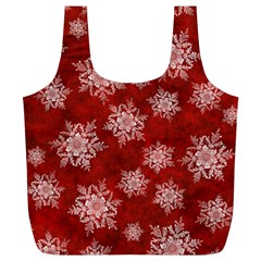 Snowflakes And Star Patternsred Snow Full Print Recycle Bag (xl) by artworkshop