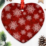 Snowflakes And Star Patternsred Snow Heart Ornament (Two Sides) Front