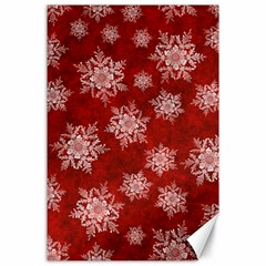 Snowflakes And Star Patternsred Snow Canvas 24  X 36  by artworkshop