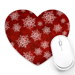 Snowflakes And Star Patternsred Snow Heart Mousepad by artworkshop