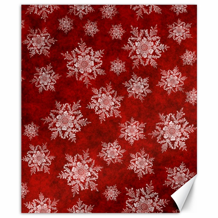 Snowflakes And Star Patternsred Snow Canvas 8  x 10 