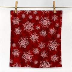 Snowflakes And Star Patternsred Snow Face Towel by artworkshop