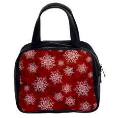 Snowflakes And Star Patternsred Snow Classic Handbag (two Sides) by artworkshop