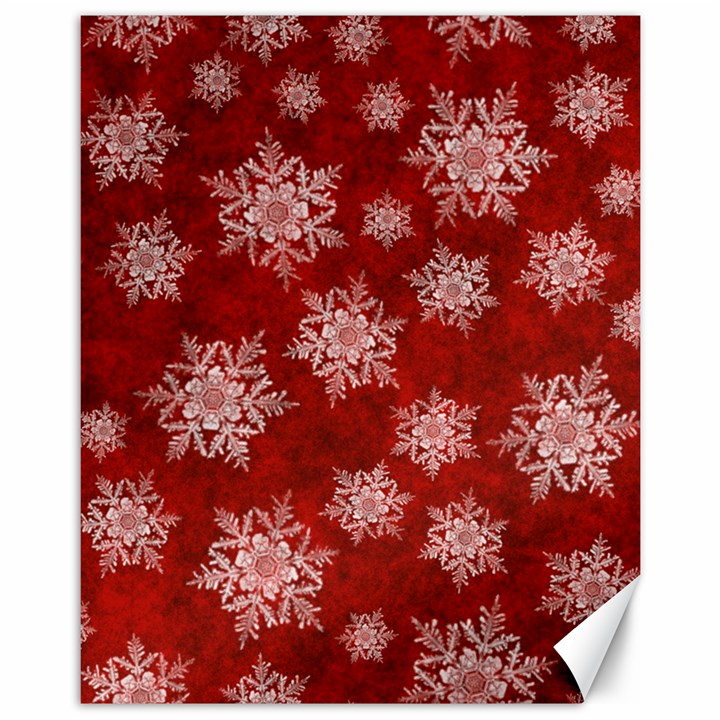 Snowflakes And Star Patternsred Snow Canvas 11  x 14 