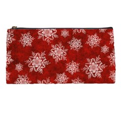 Snowflakes And Star Patternsred Snow Pencil Case by artworkshop