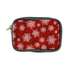 Snowflakes And Star Patternsred Snow Coin Purse by artworkshop