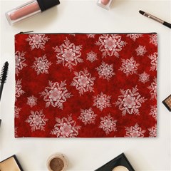 Snowflakes And Star Patternsred Snow Cosmetic Bag (xl) by artworkshop