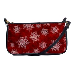 Snowflakes And Star Patternsred Snow Shoulder Clutch Bag by artworkshop