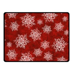 Snowflakes And Star Patternsred Snow Fleece Blanket (small) by artworkshop