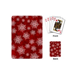 Snowflakes And Star Patternsred Snow Playing Cards Single Design (mini) by artworkshop