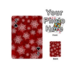 Snowflakes And Star Patternsred Snow Playing Cards 54 Designs (mini) by artworkshop