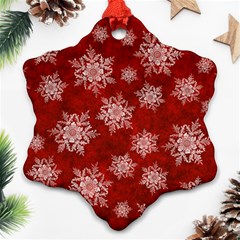 Snowflakes And Star Patternsred Snow Snowflake Ornament (two Sides) by artworkshop