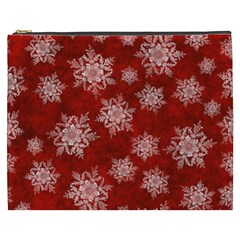 Snowflakes And Star Patternsred Snow Cosmetic Bag (xxxl) by artworkshop