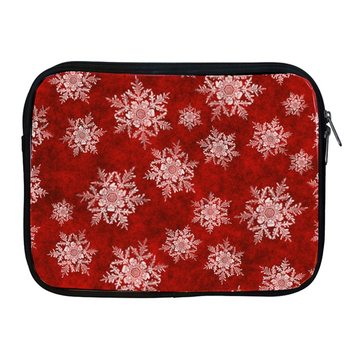 Snowflakes And Star Patternsred Snow Apple iPad 2/3/4 Zipper Cases