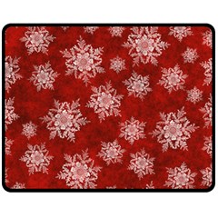 Snowflakes And Star Patternsred Snow Double Sided Fleece Blanket (medium)  by artworkshop