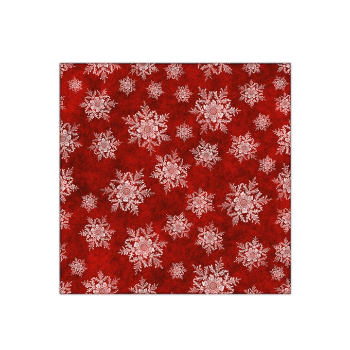 Snowflakes And Star Patternsred Snow Satin Bandana Scarf 22  x 22 