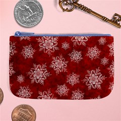 Snowflakes And Star Patternsred Snow Large Coin Purse by artworkshop