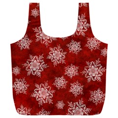 Snowflakes And Star Patternsred Snow Full Print Recycle Bag (xxxl) by artworkshop