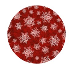 Snowflakes And Star Patternsred Snow Mini Round Pill Box by artworkshop